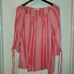 Janette Plus top, pink and white, XXL